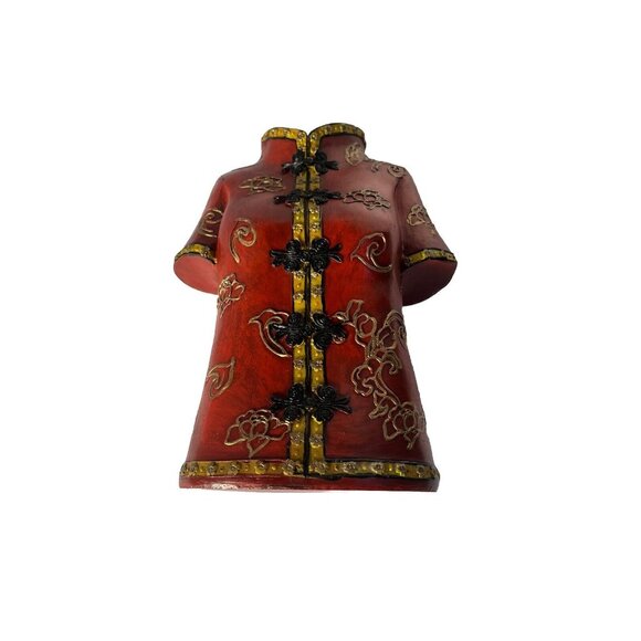 •HBH• Asian Style Shirt Vase, Used Vintage Fun Statement Piece 3.5”X6”, 7.75”h - Picture 8 of 16